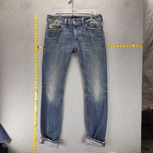 Diesel Jeans Mens 32x34 Blue Thanaz Selvedge Italy Whiskers Honeycomb 0071B
